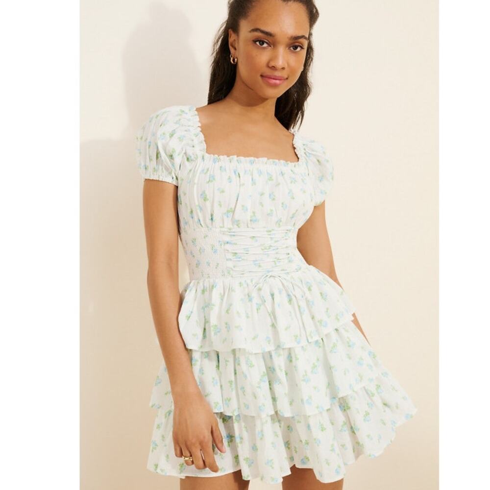 Amy Jane London Rose Puff Tiered Dress Milkmaid Cottagecore Coquette Romantic